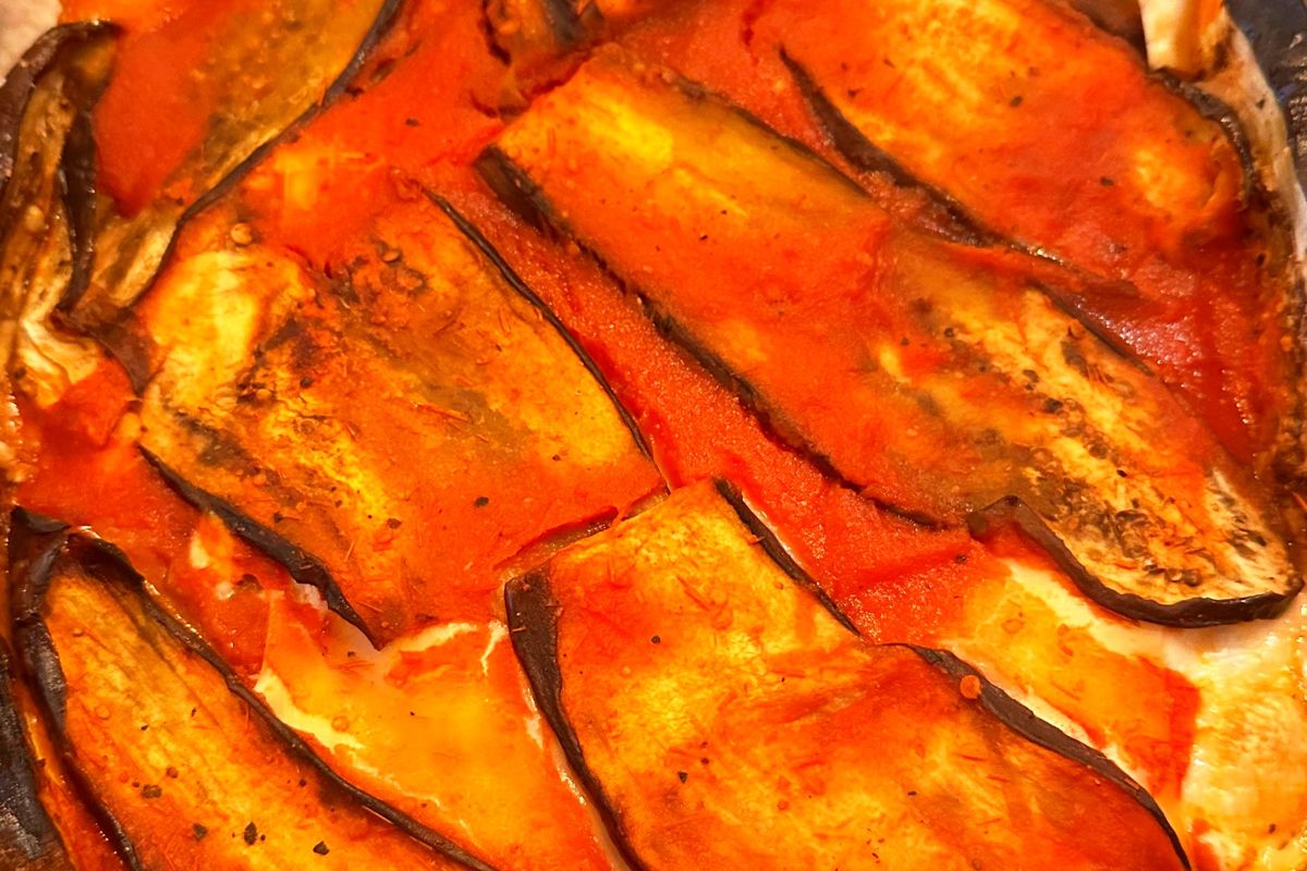 Marmita vegetariana de lasanha de berinjela
